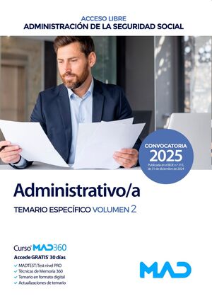 Administrativo/a Seguridad Social (Temario específico 2) de la Administración General del...
