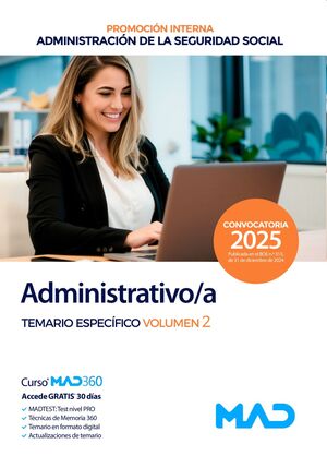Administrativo/a Seguridad Social (Temario específico 2) de la Administración General del...