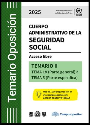 Temario Cuerpo administrativo de la Seguridad social. 2025. Tomo II